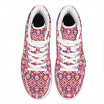 Pink Aztec Geometric Pattern Print High Top Leather Sneakers