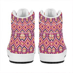 Pink Aztec Geometric Pattern Print High Top Leather Sneakers