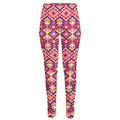 Pink Aztec Geometric Pattern Print High-Waisted Pocket Leggings
