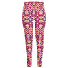 Pink Aztec Geometric Pattern Print High-Waisted Pocket Leggings