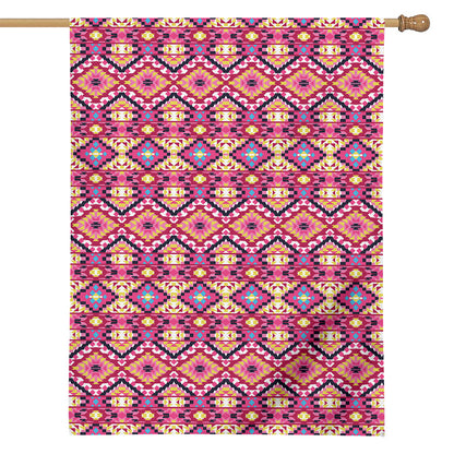 Pink Aztec Geometric Pattern Print House Flag
