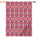 Pink Aztec Geometric Pattern Print House Flag