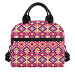 Pink Aztec Geometric Pattern Print Insulated Lunch Bag