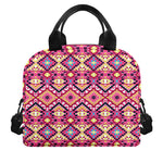 Pink Aztec Geometric Pattern Print Insulated Lunch Bag