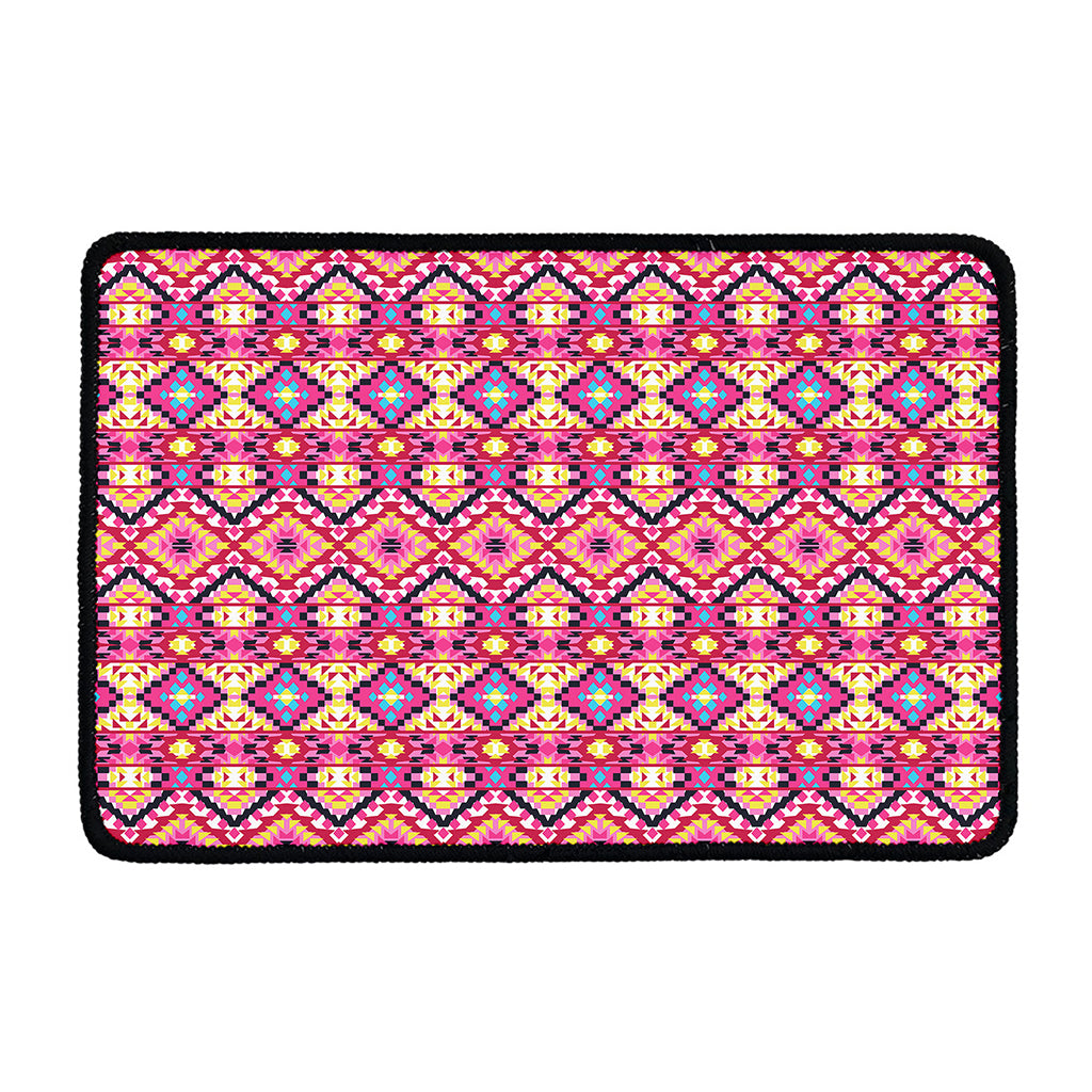 Pink Aztec Geometric Pattern Print Kitchen Mat
