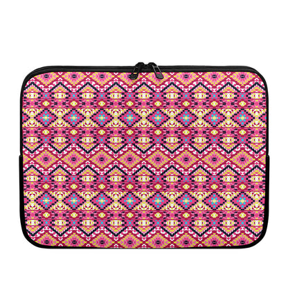 Pink Aztec Geometric Pattern Print Laptop Sleeve