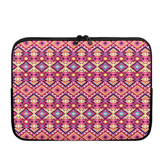 Pink Aztec Geometric Pattern Print Laptop Sleeve
