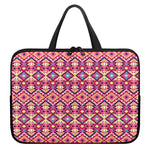 Pink Aztec Geometric Pattern Print Laptop Sleeve With Handle