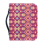 Pink Aztec Geometric Pattern Print Leather Bible Cover