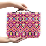 Pink Aztec Geometric Pattern Print Leather Bible Cover