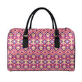 Pink Aztec Geometric Pattern Print Leather Duffel Bag