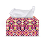 Pink Aztec Geometric Pattern Print Leather Tissue Box Cover