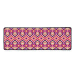 Pink Aztec Geometric Pattern Print Long Kitchen Mat