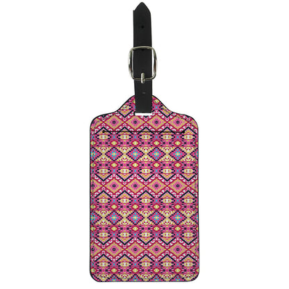 Pink Aztec Geometric Pattern Print Luggage Tag