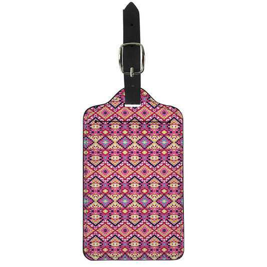 Pink Aztec Geometric Pattern Print Luggage Tag