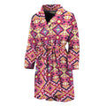 Pink Aztec Geometric Pattern Print Men's Bathrobe