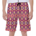Pink Aztec Geometric Pattern Print Men's Beach Shorts