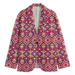 Pink Aztec Geometric Pattern Print Men's Blazer