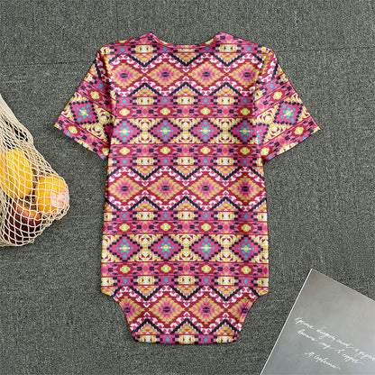 Pink Aztec Geometric Pattern Print Men's Bodysuit