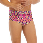 Pink Aztec Geometric Pattern Print Men's Briefs