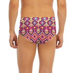 Pink Aztec Geometric Pattern Print Men's Briefs