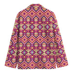 Pink Aztec Geometric Pattern Print Men's Cotton Blazer