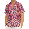 Pink Aztec Geometric Pattern Print Men's Deep V-Neck Shirt