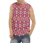 Pink Aztec Geometric Pattern Print Men's Fitness Tank Top