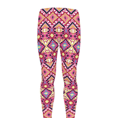 Pink Aztec Geometric Pattern Print Men's leggings