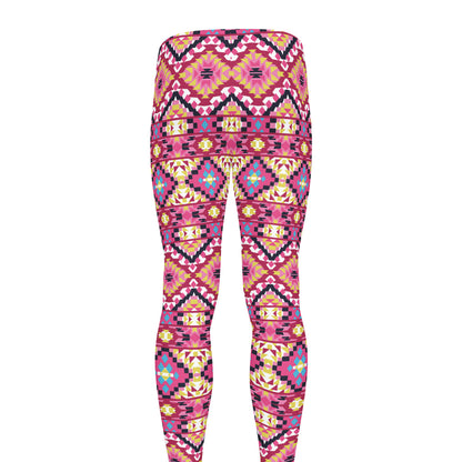 Pink Aztec Geometric Pattern Print Men's leggings