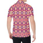 Pink Aztec Geometric Pattern Print Men's Shirt