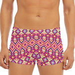Pink Aztec Geometric Pattern Print Men's Short Boxer Briefs