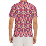 Pink Aztec Geometric Pattern Print Men's Short Sleeve Rash Guard