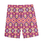 Pink Aztec Geometric Pattern Print Men's Sports Shorts
