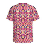 Pink Aztec Geometric Pattern Print Men's Sports T-Shirt