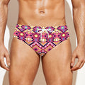 Pink Aztec Geometric Pattern Print Men's Swim Briefs