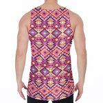 Pink Aztec Geometric Pattern Print Men's Velvet Tank Top