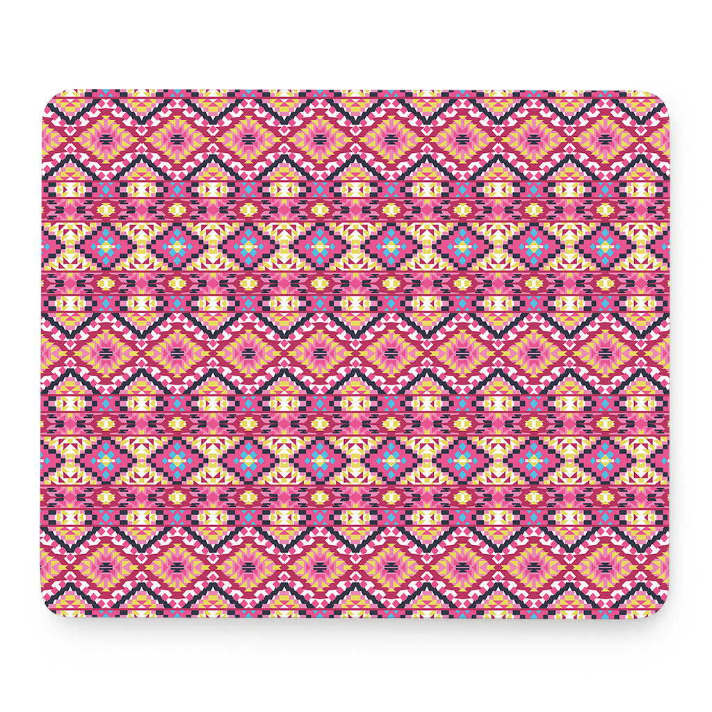 Pink Aztec Geometric Pattern Print Mouse Pad