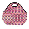 Pink Aztec Geometric Pattern Print Neoprene Lunch Bag