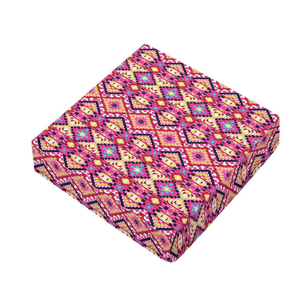 Pink Aztec Geometric Pattern Print Outdoor Seat Cushion Cover
