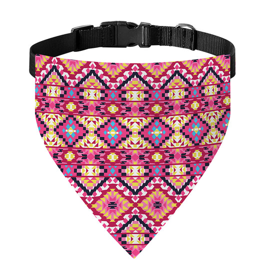 Pink Aztec Geometric Pattern Print Over The Collar Dog Bandana