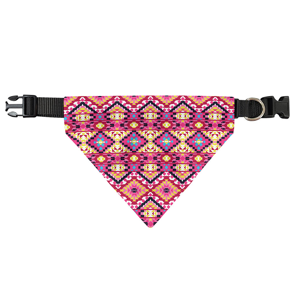 Pink Aztec Geometric Pattern Print Over The Collar Dog Bandana