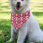 Pink Aztec Geometric Pattern Print Over The Collar Dog Bandana
