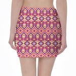 Pink Aztec Geometric Pattern Print Pencil Mini Skirt