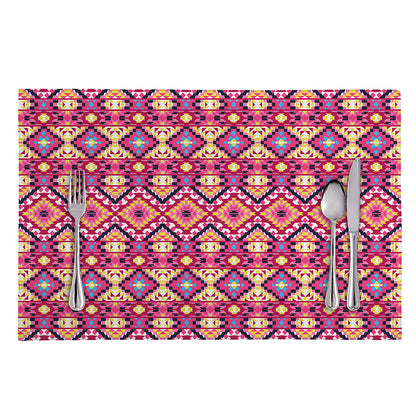 Pink Aztec Geometric Pattern Print Placemat