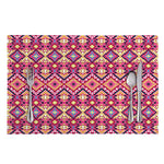 Pink Aztec Geometric Pattern Print Placemat