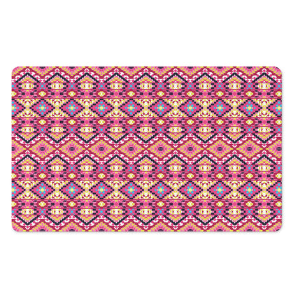 Pink Aztec Geometric Pattern Print Polyester Doormat