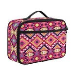 Pink Aztec Geometric Pattern Print Portable Lunch Bag