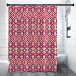 Pink Aztec Geometric Pattern Print Premium Shower Curtain