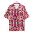 Pink Aztec Geometric Pattern Print Rayon Hawaiian Shirt